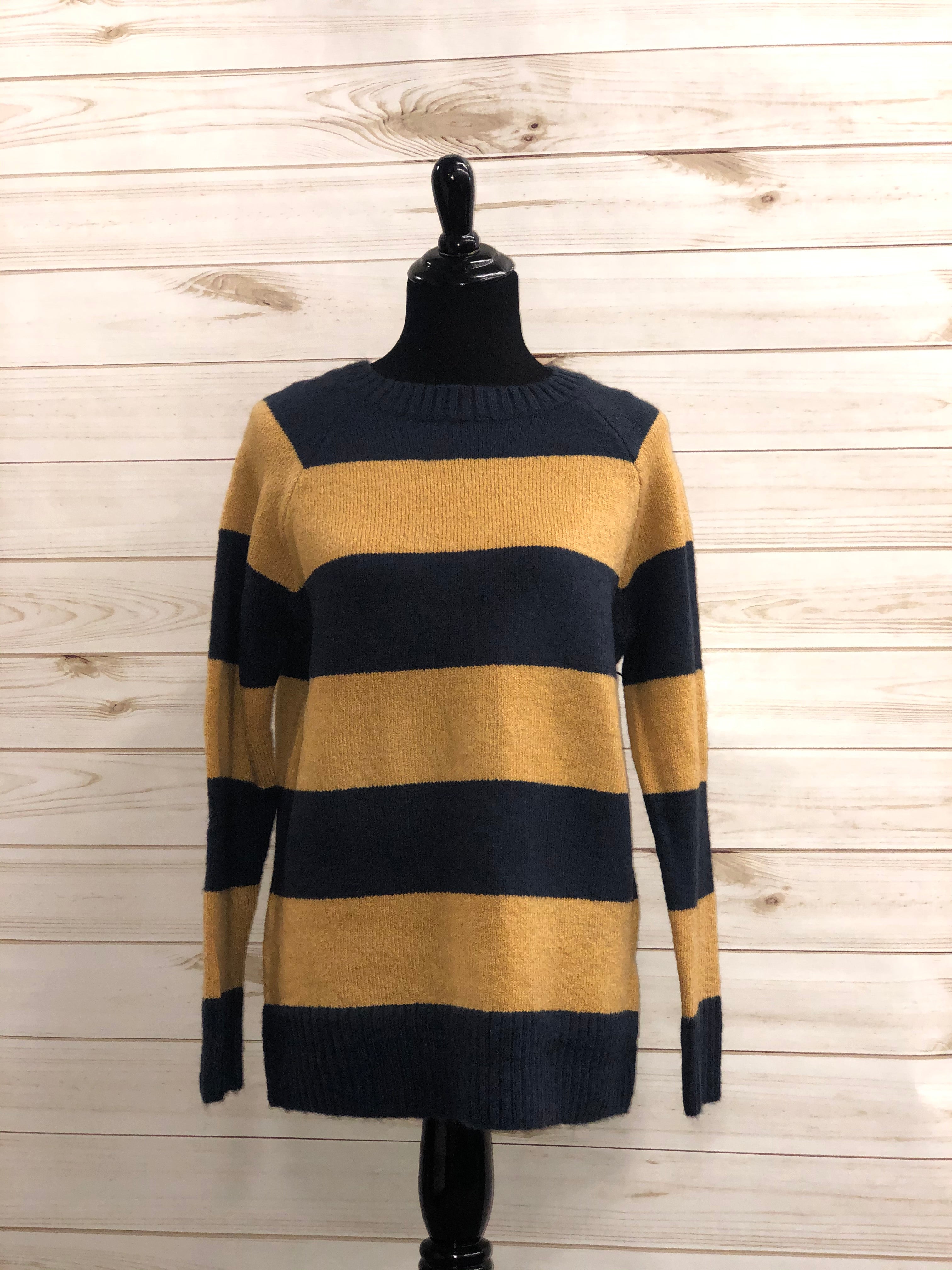 Navy/Mustard Crew Neck Sweater