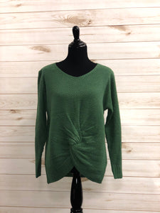 Grass Green Knot Front Sweater