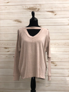 Ribbed LS Top with Cut Out