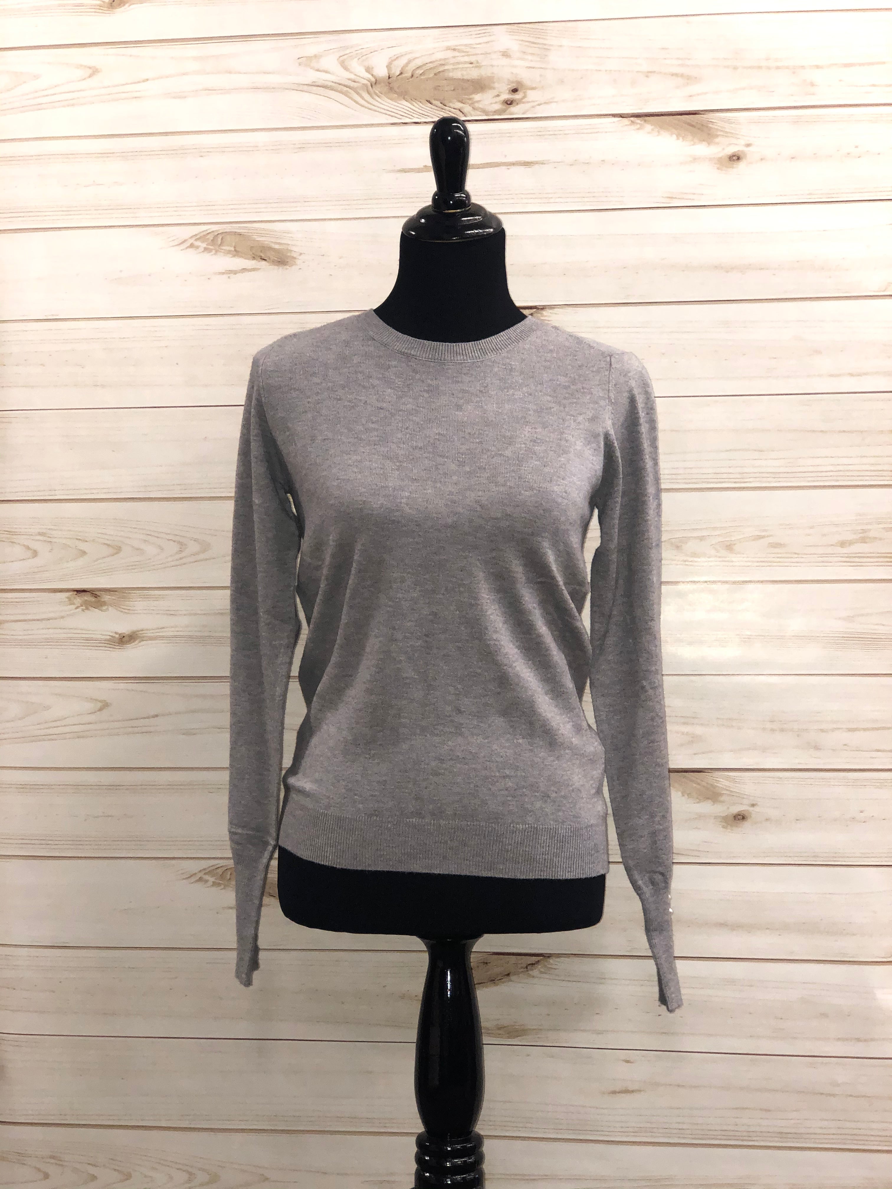 Fitted Gray LS Sweater