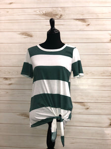 Striped Tie Front Tee