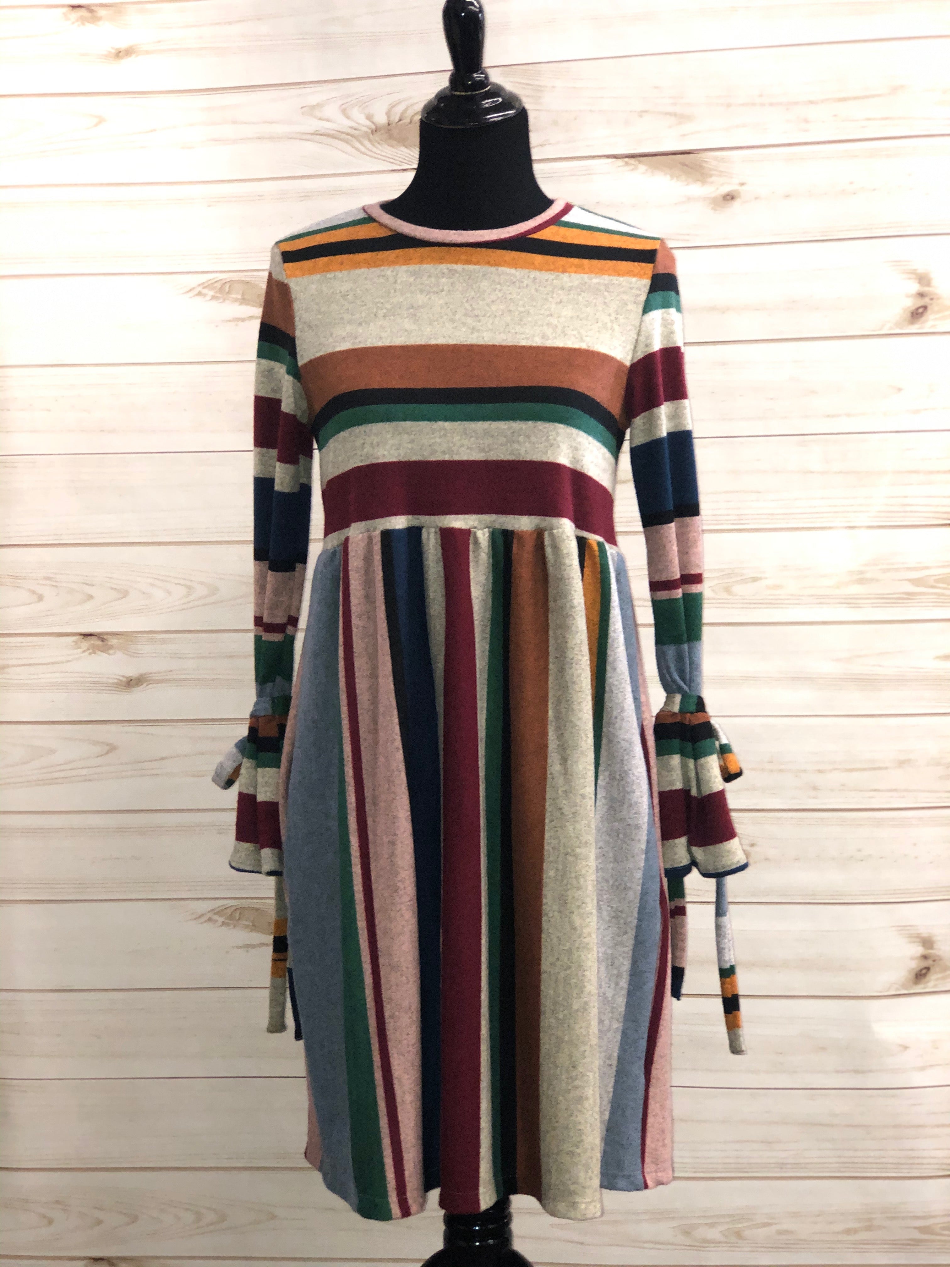 LS Striped Dress - Multi Color