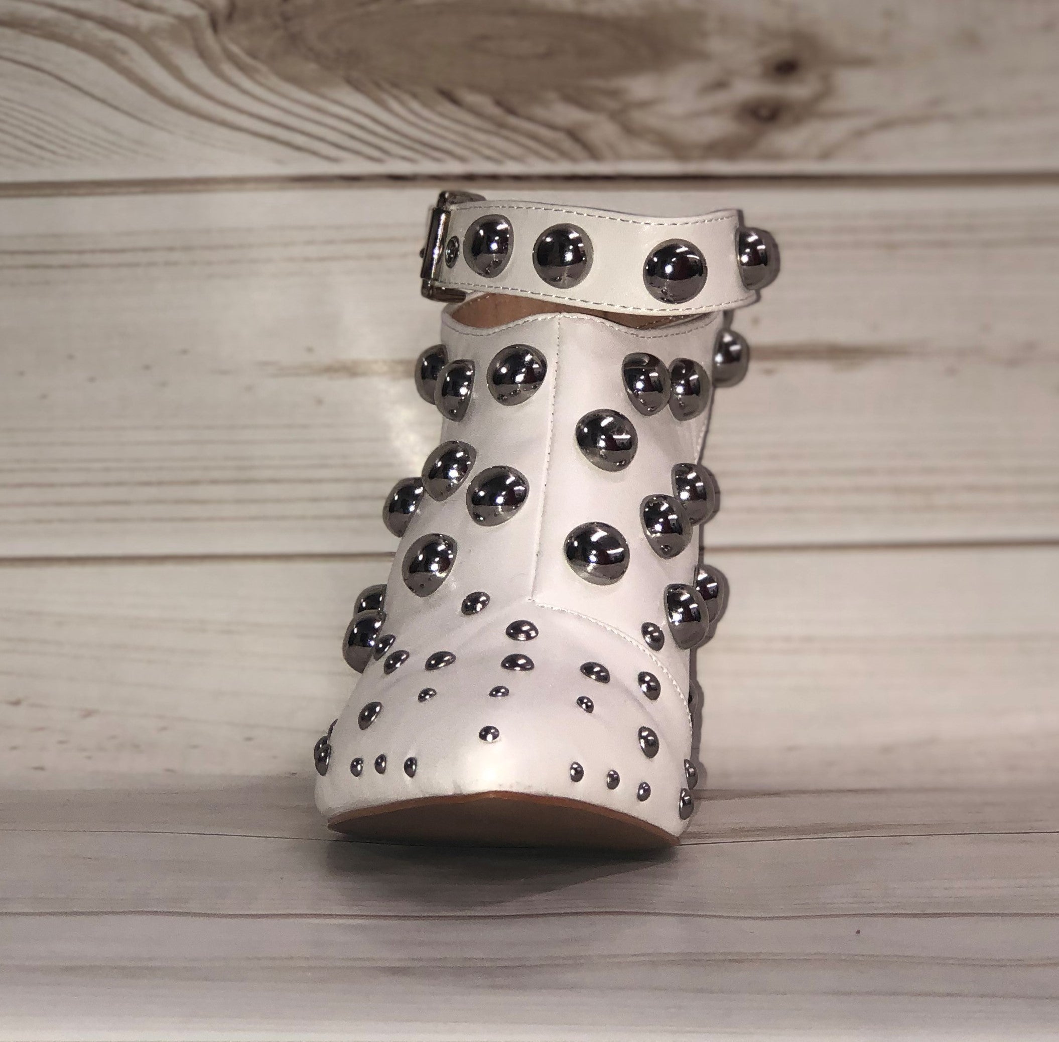 White Studded Bootie