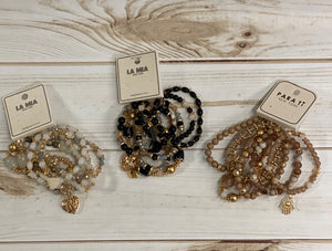 Bracelets - 6 Strand with Gold Charms