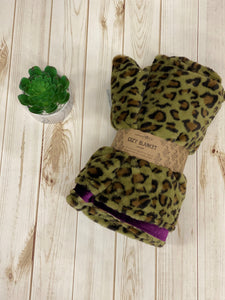 Olive Leopard Fur Blanket
