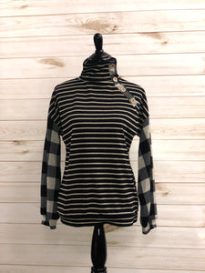 Striped Top w/ Buffalo Plaid Sleeves (Variety)